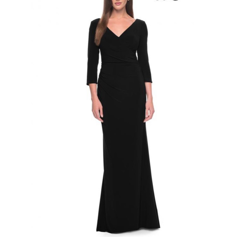 La Femme Black Jersey Gown Size 12 Nwot